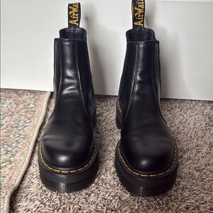 Dr. Martens Black Chelsea Boots with Yellow Stitching
